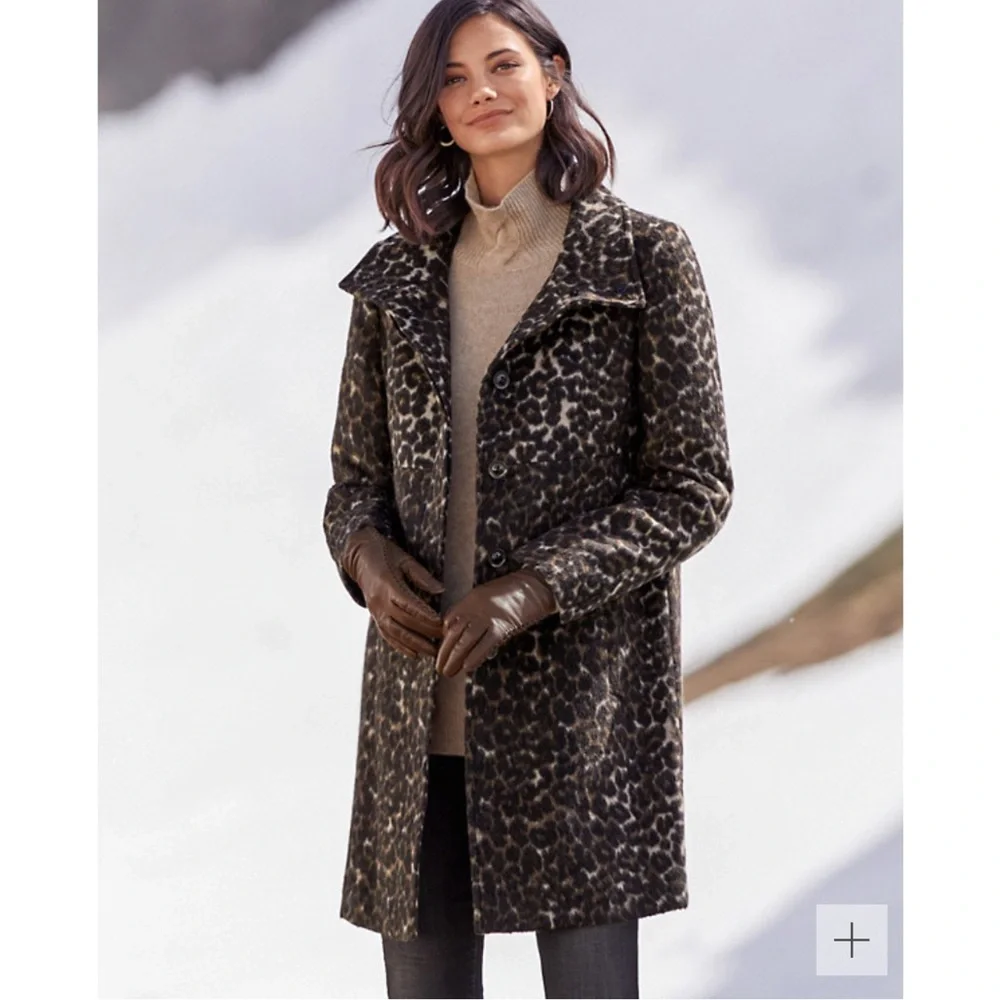 NWOT Via Spiga Leopard Print Coat size 12 - Picture 3 of 17